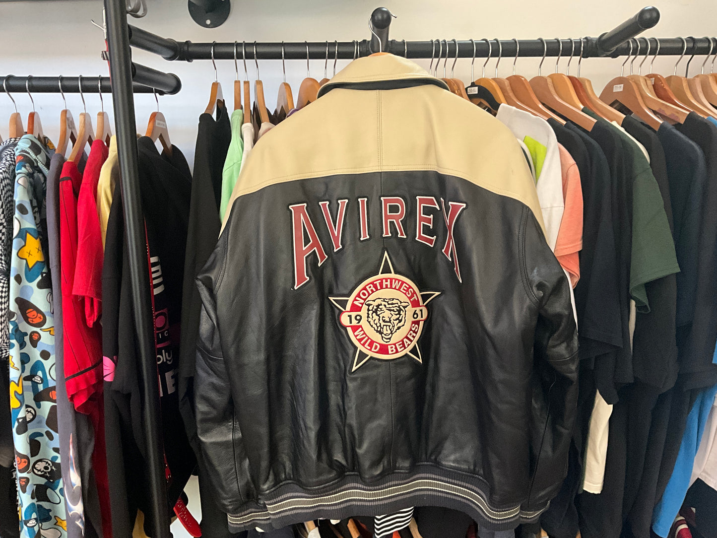 Avirex Northwest Wild Bears Leather Varsity Jacket Vintage 2XL