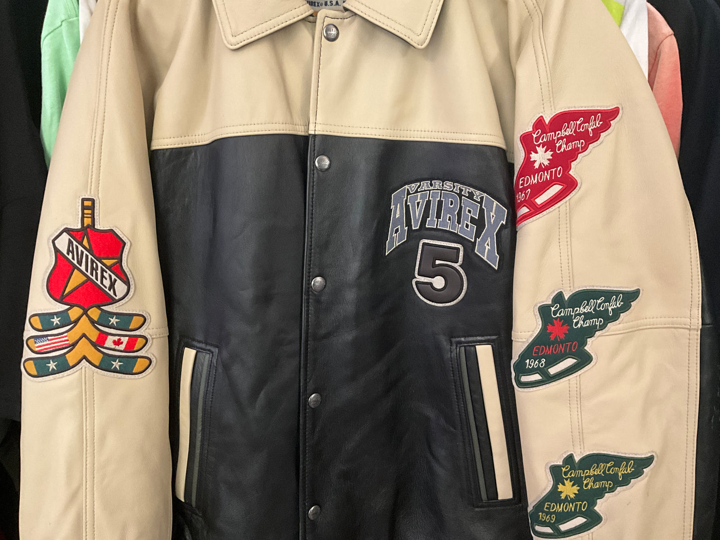 Avirex Northwest Wild Bears Leather Varsity Jacket Vintage 2XL