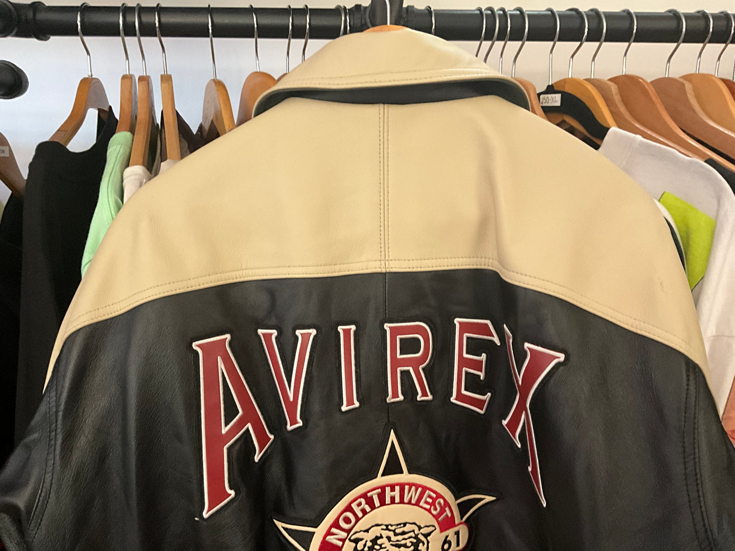 Avirex Northwest Wild Bears Leather Varsity Jacket Vintage 2XL