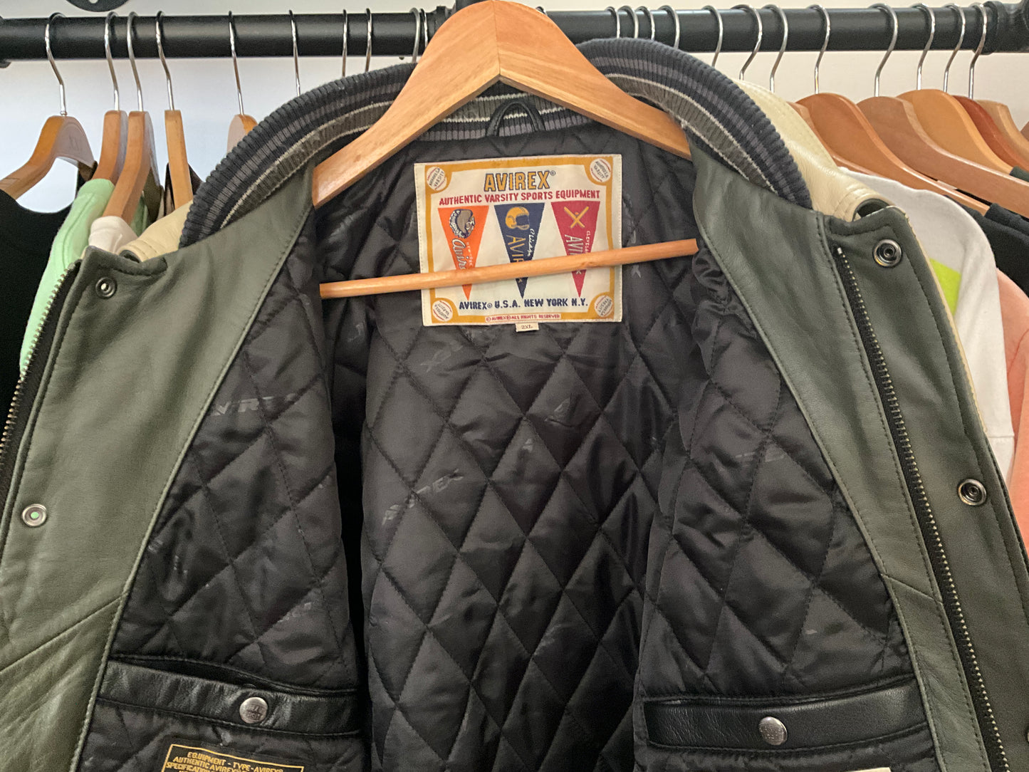 Avirex Northwest Wild Bears Leather Varsity Jacket Vintage 2XL