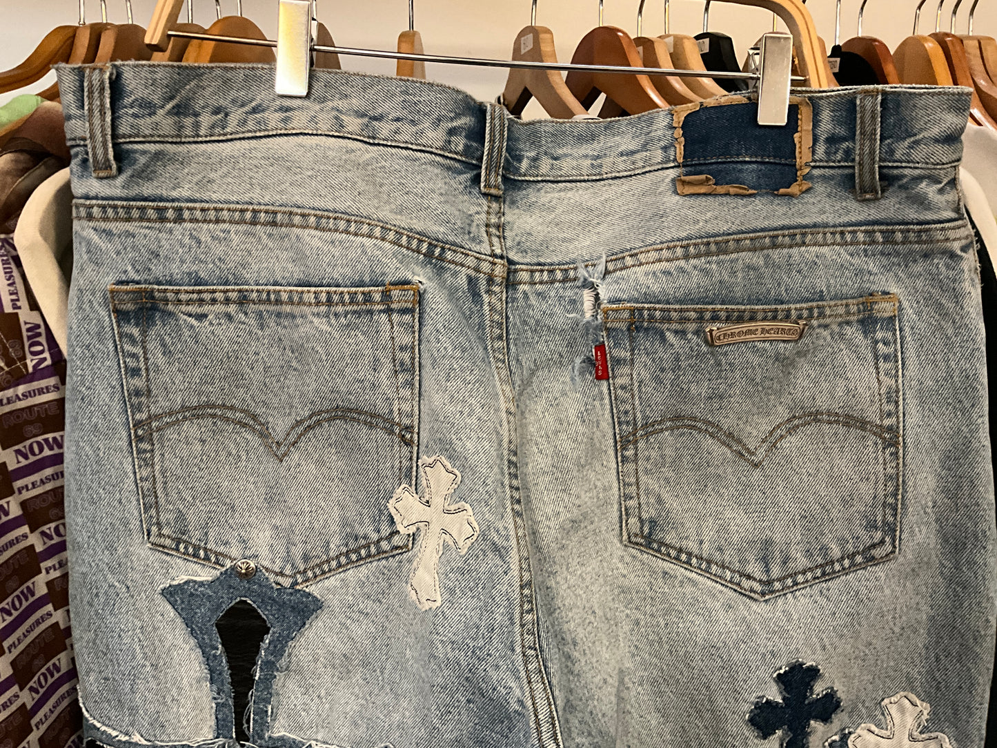 Chrome Hearts x Matty Boy Cross Patch Denim Jeans Light Wash Size 36