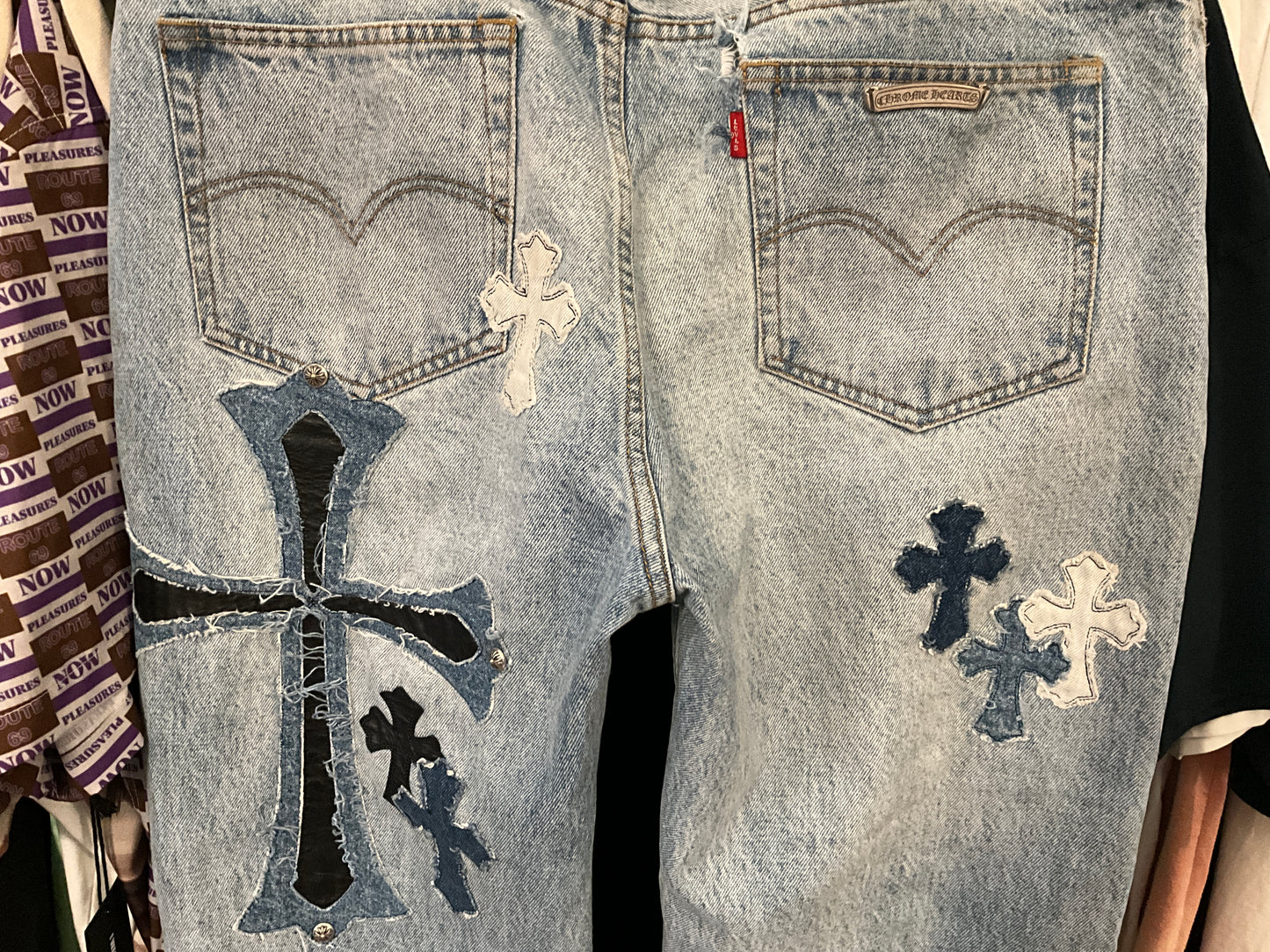 Chrome Hearts x Matty Boy Cross Patch Denim Jeans Light Wash Size 36