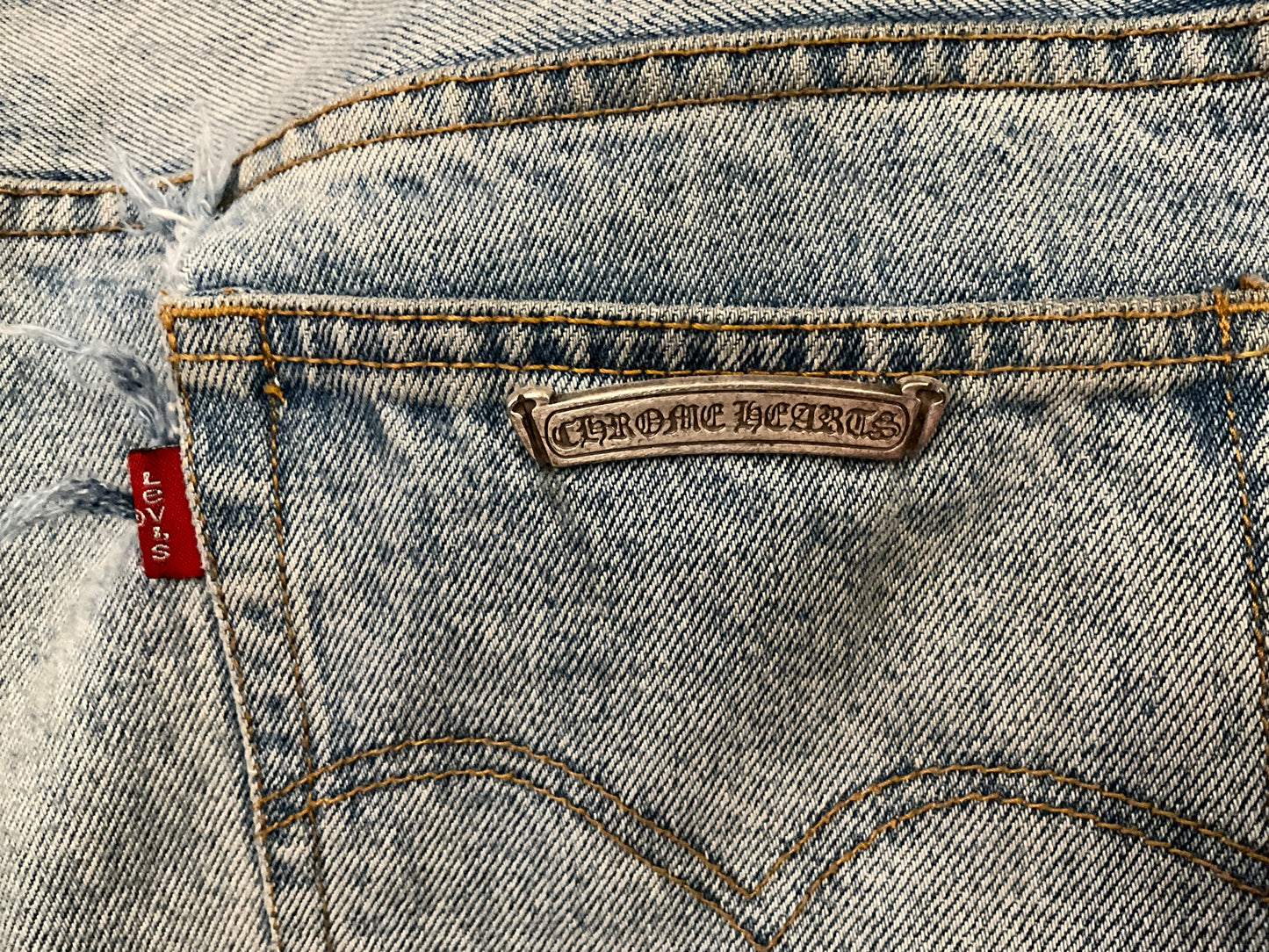 Chrome Hearts x Matty Boy Cross Patch Denim Jeans Light Wash Size 36