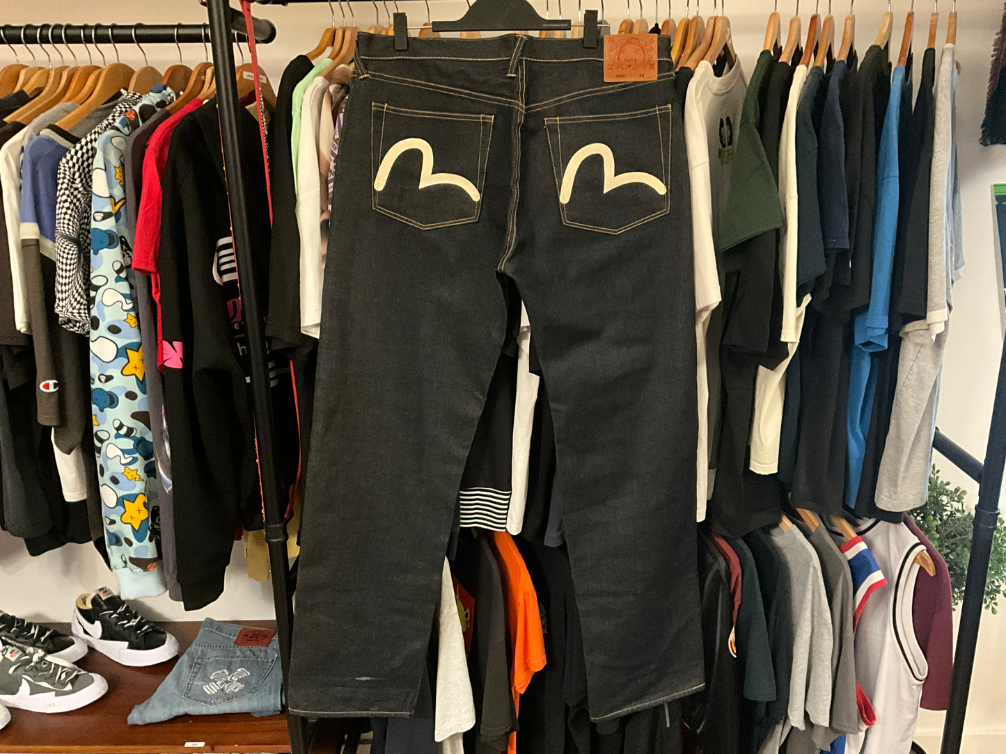Evisu Seagull Kamome Selvedge Denim Jeans Dark Wash Size 38
